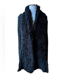 Lauren‎ Michelle Multi-Color Metallic Faux Fur Collar Open Cardigan